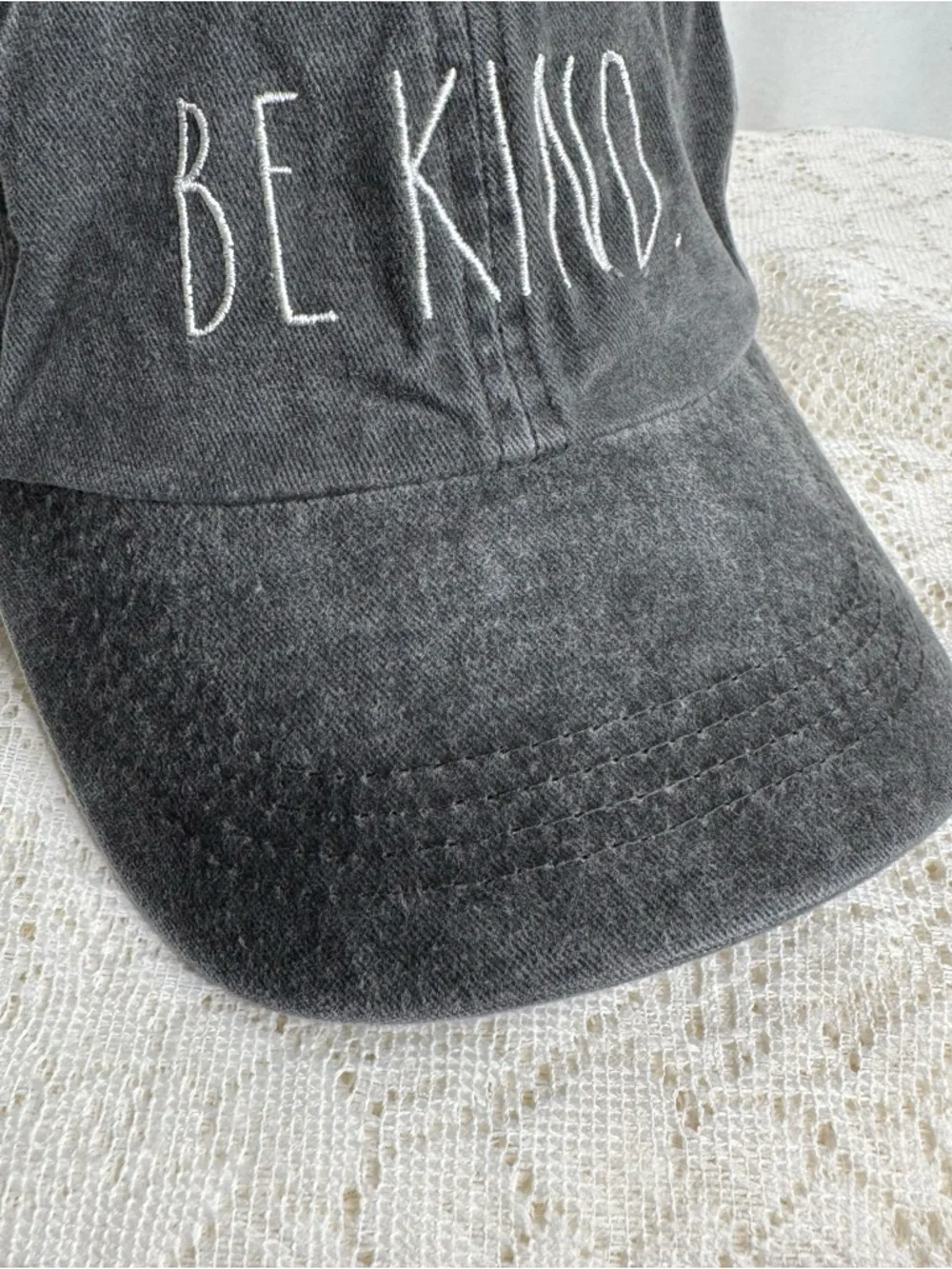 Rae Dunn “Be Kind” Gray Distressed Baseball Cap Adjustable Women’s Hat - Picture 3 of 12